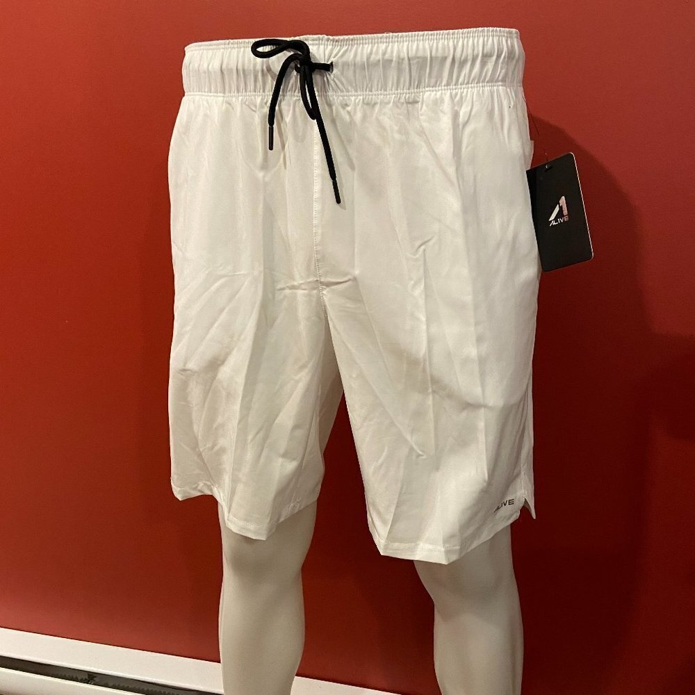 Al1ve Men's White 9" Active Training Shorts - NWT